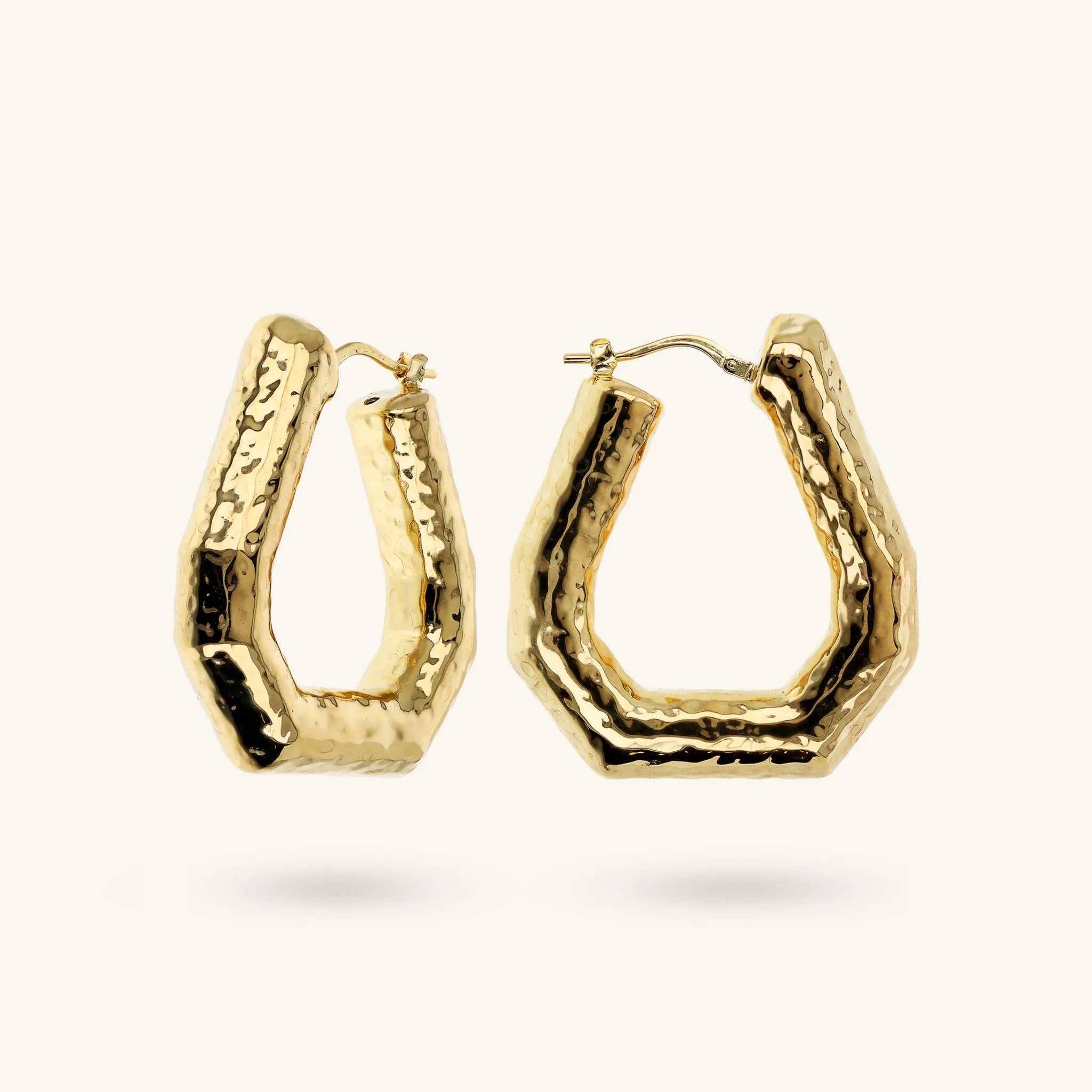 Hammered Geometric Hoop Earrings