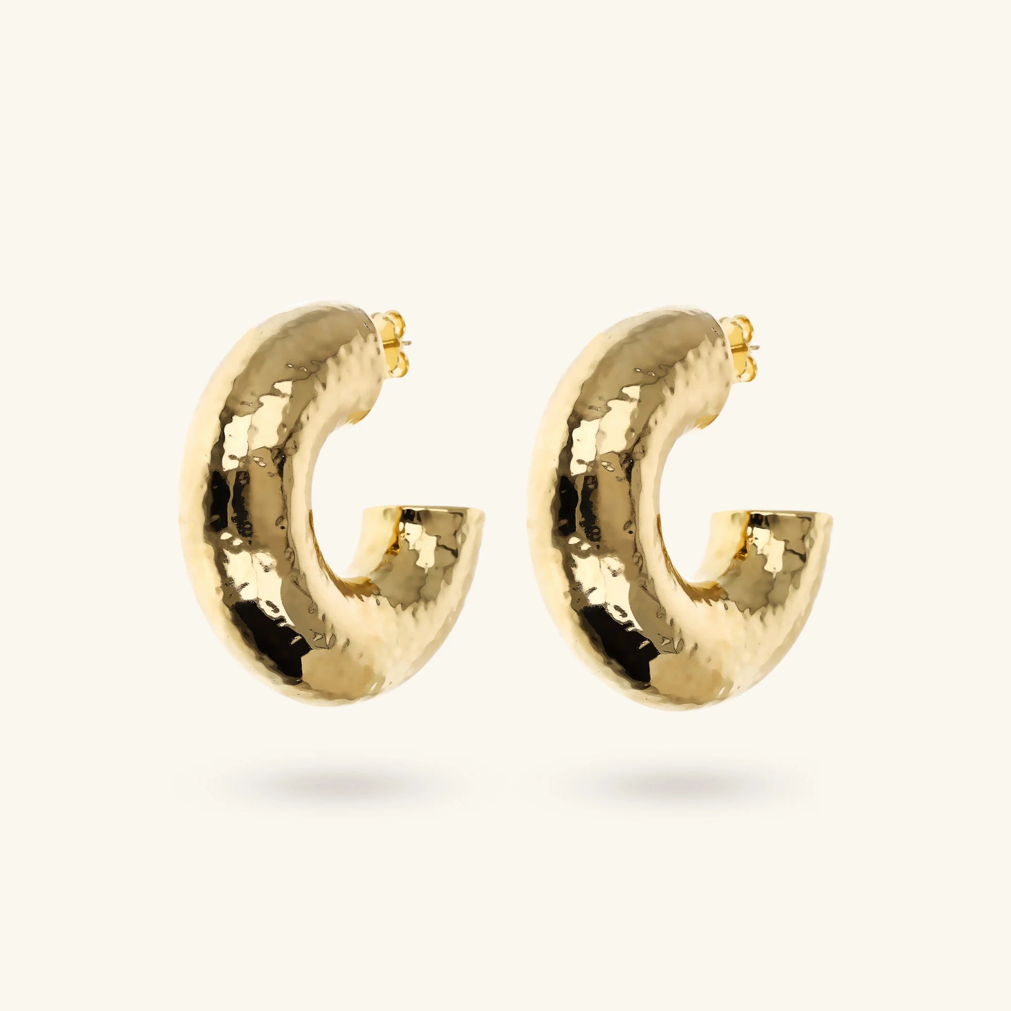 Hammered Half Circle Lobe Earrings