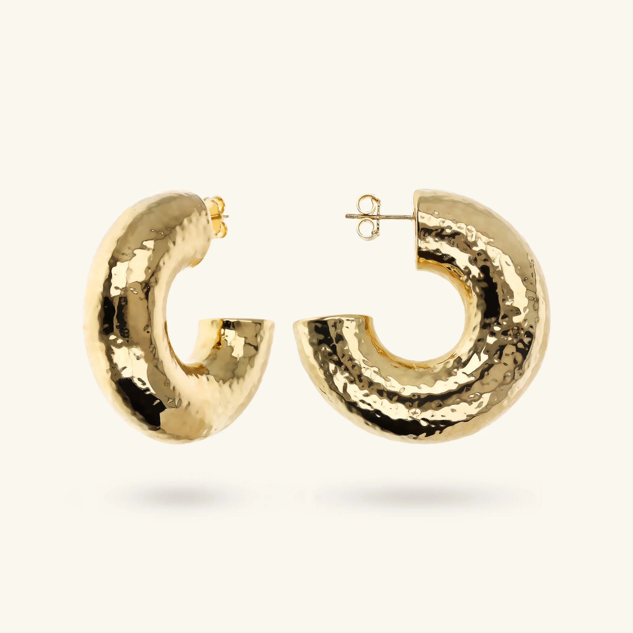 Hammered Half Circle Lobe Earrings
