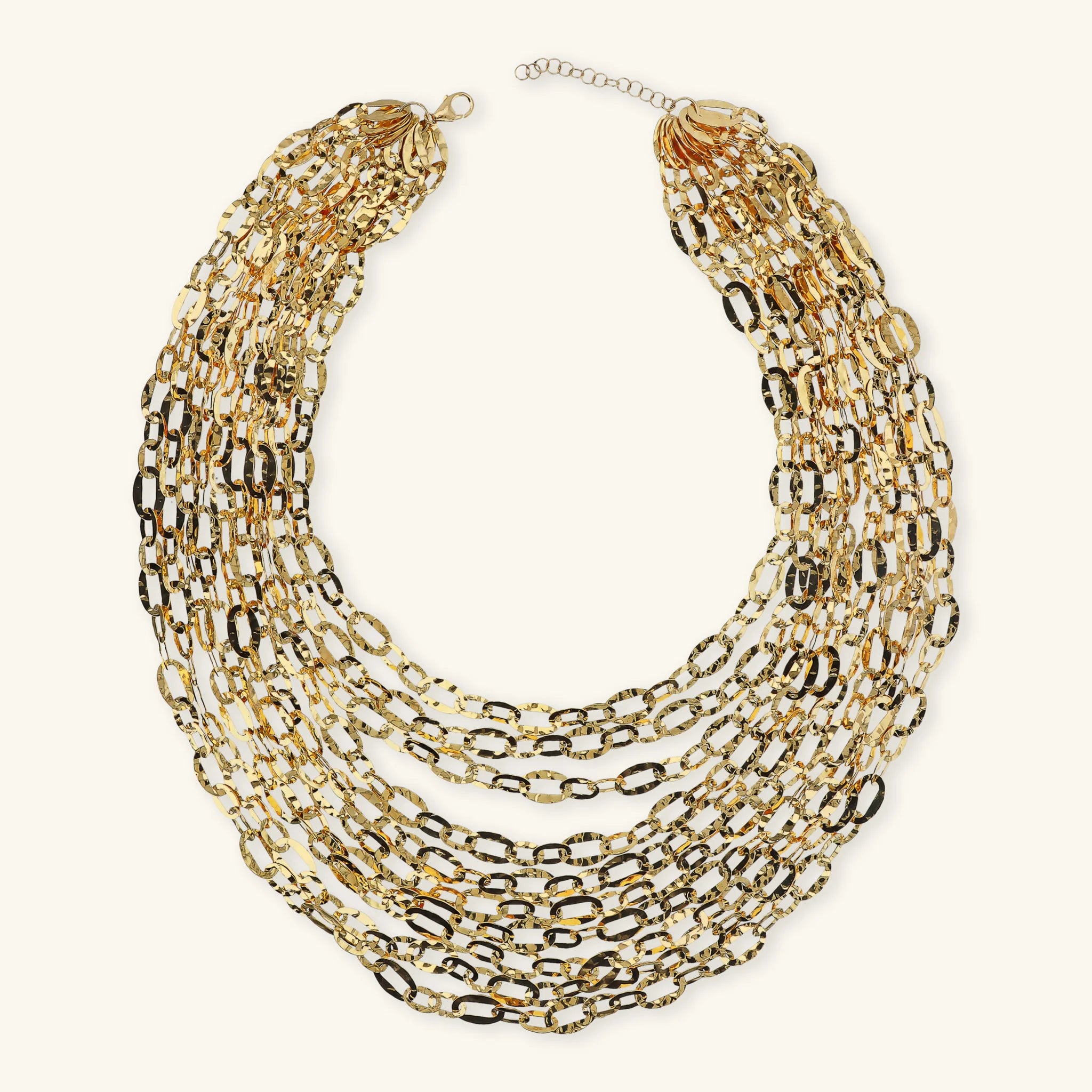 Multi-strand Necklace Graduated Oval Chain Hammered