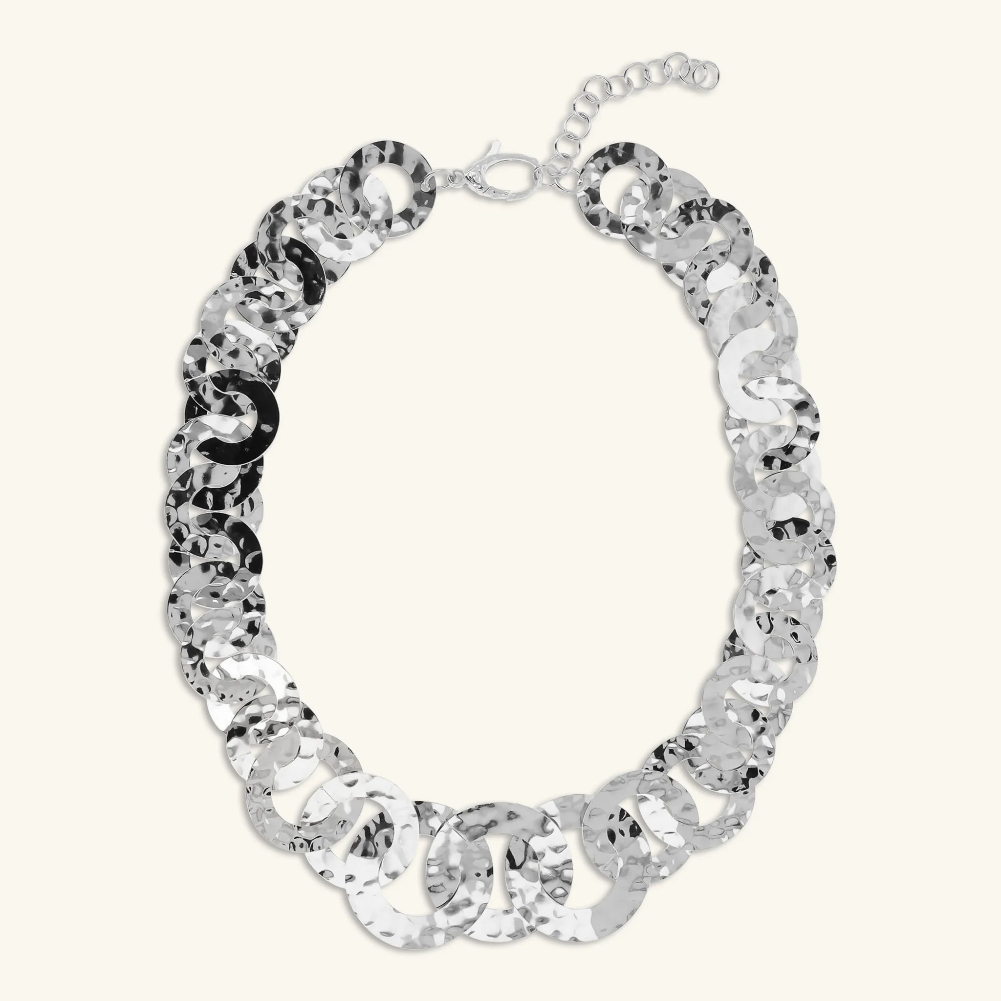 Graduated Necklace with Hammered Disc Links