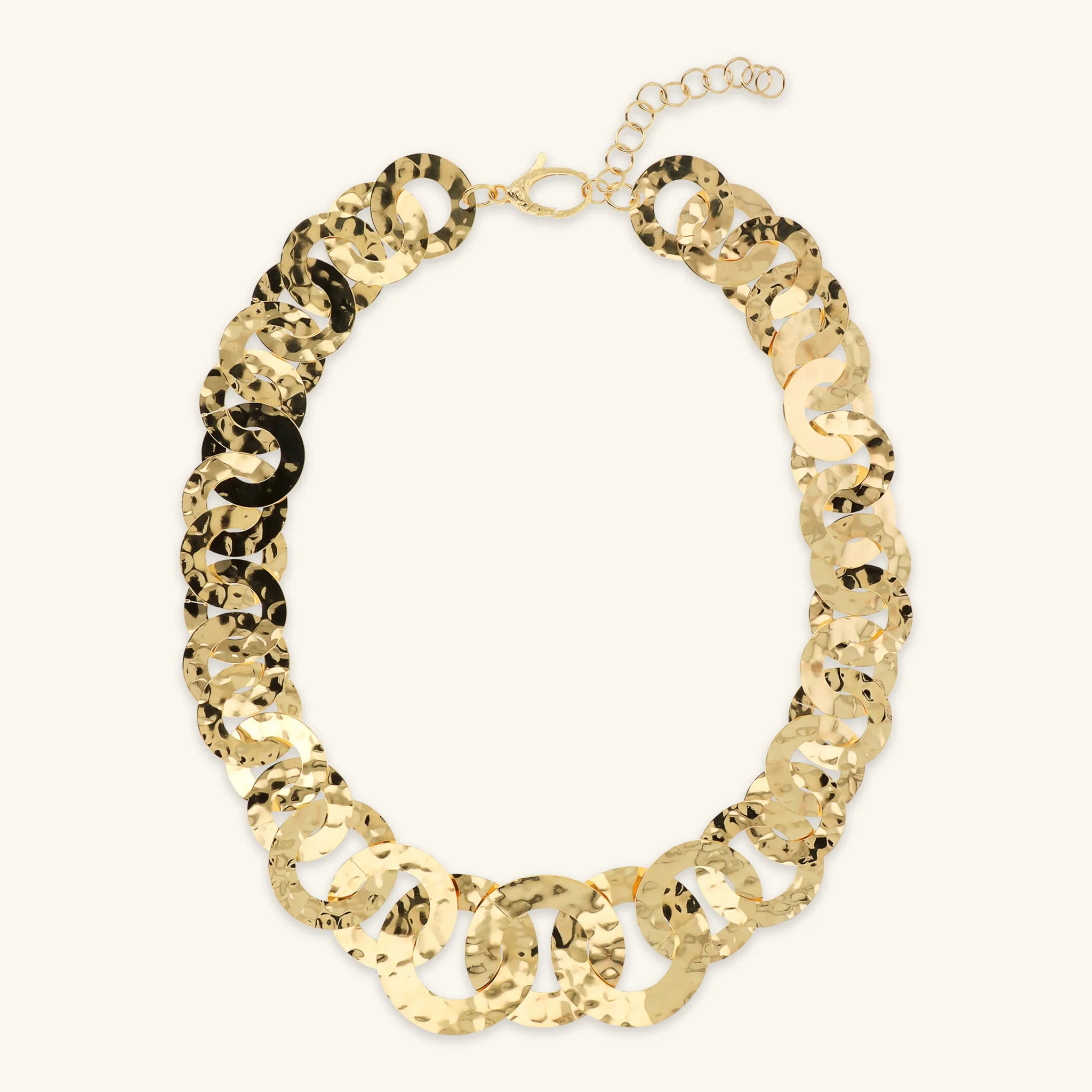 Graduated Necklace with Hammered Disc Links