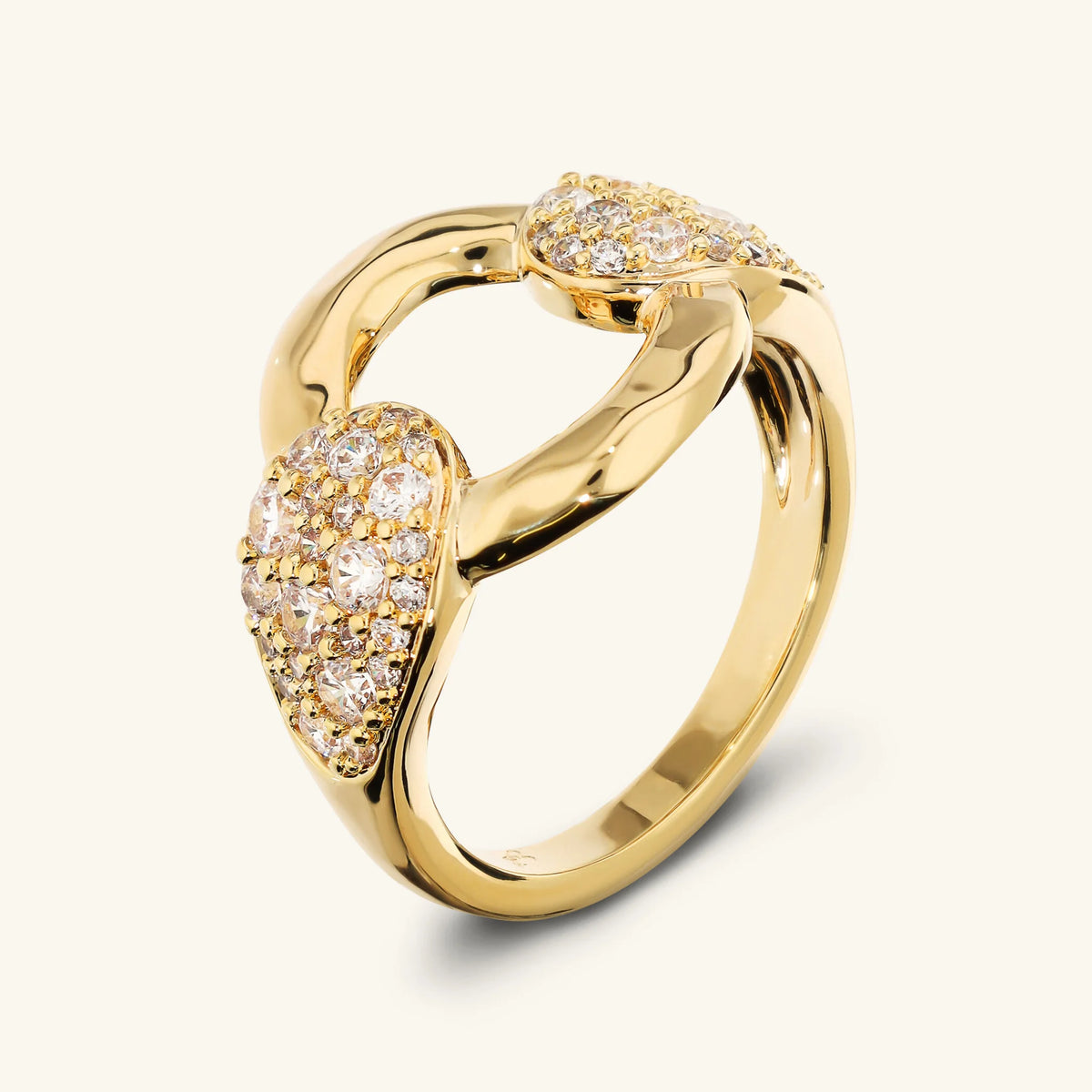 Anello a Fascia con Maglia Martellata e Pavé di Cubic Zirconia