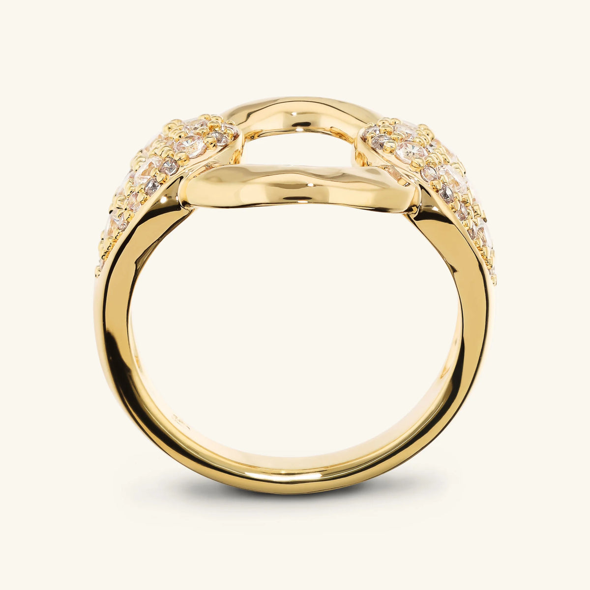Anello a Fascia con Maglia Martellata e Pavé di Cubic Zirconia