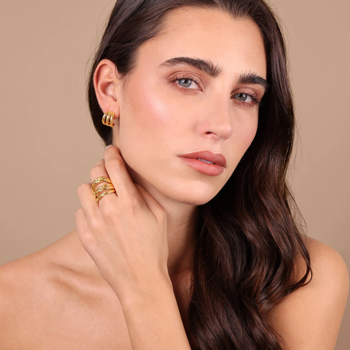 Hammered Multifilament Stud Earrings