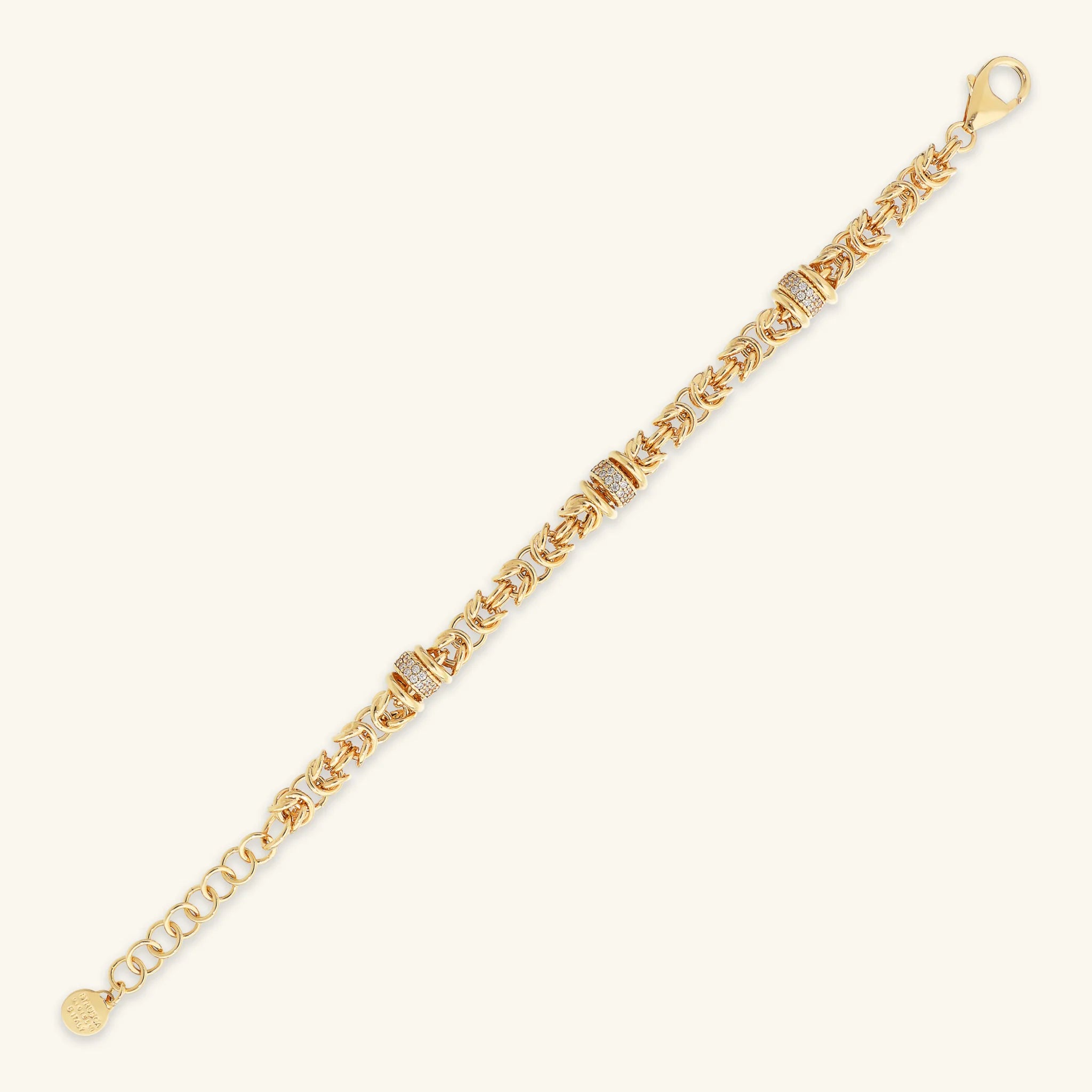 Byzantine Chain Bracelet with Cubic Zirconia Pavé Rondelles