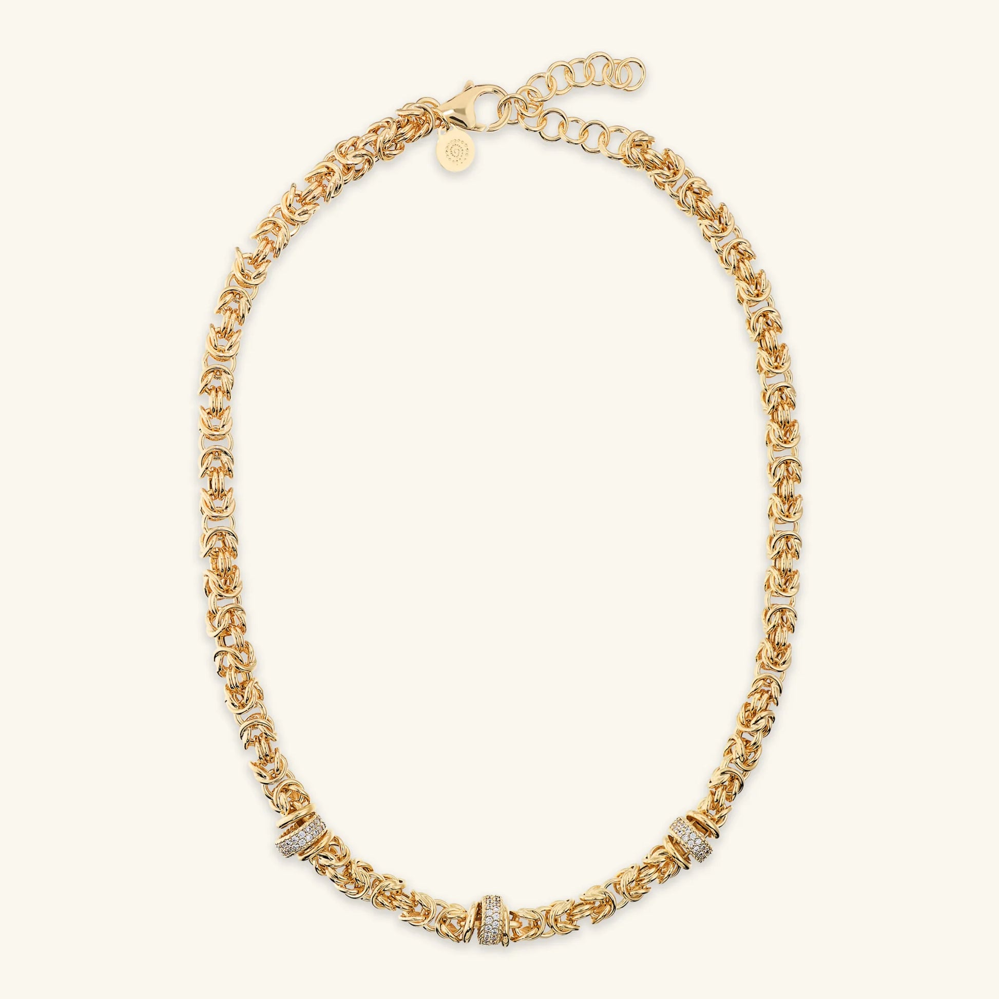 Byzantine Chain Necklace with Pavé Rondelles in Cubic Zirconia