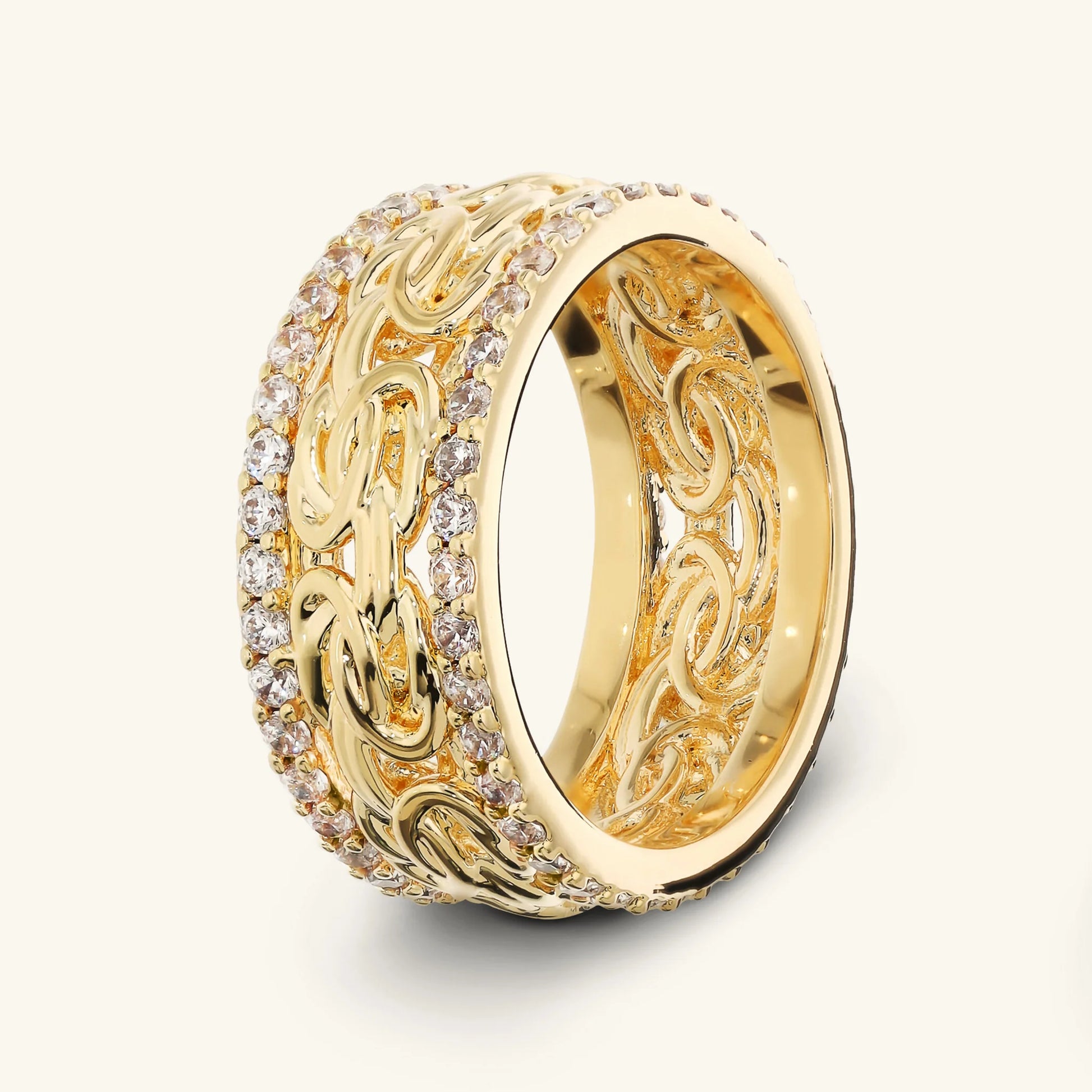 Byzantine Chain Ring with CZ Pavé