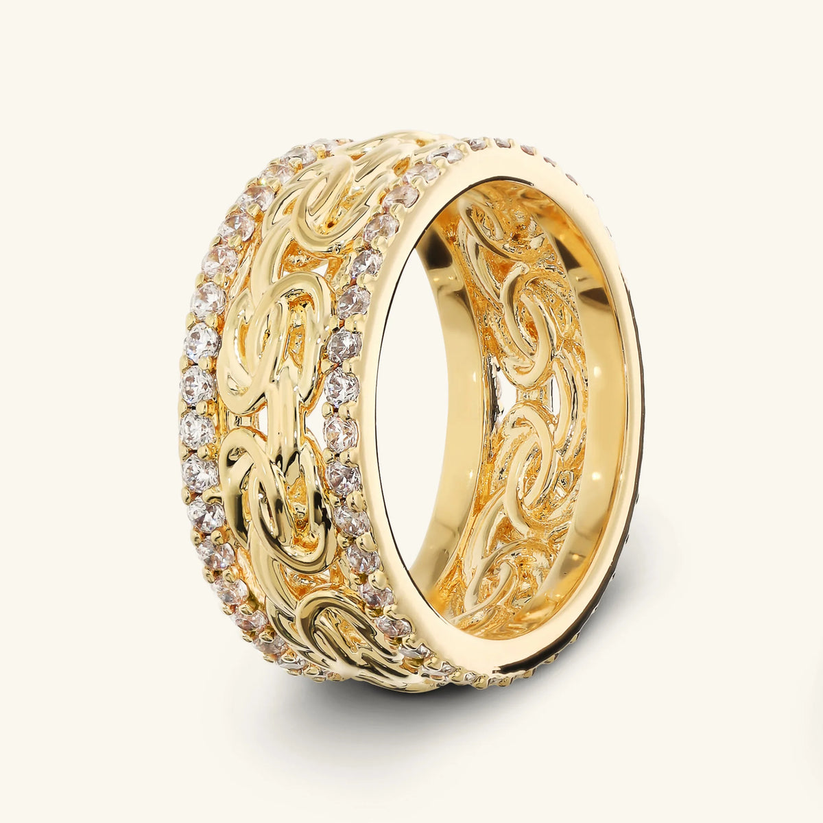 Byzantine Chain Ring with CZ Pavé