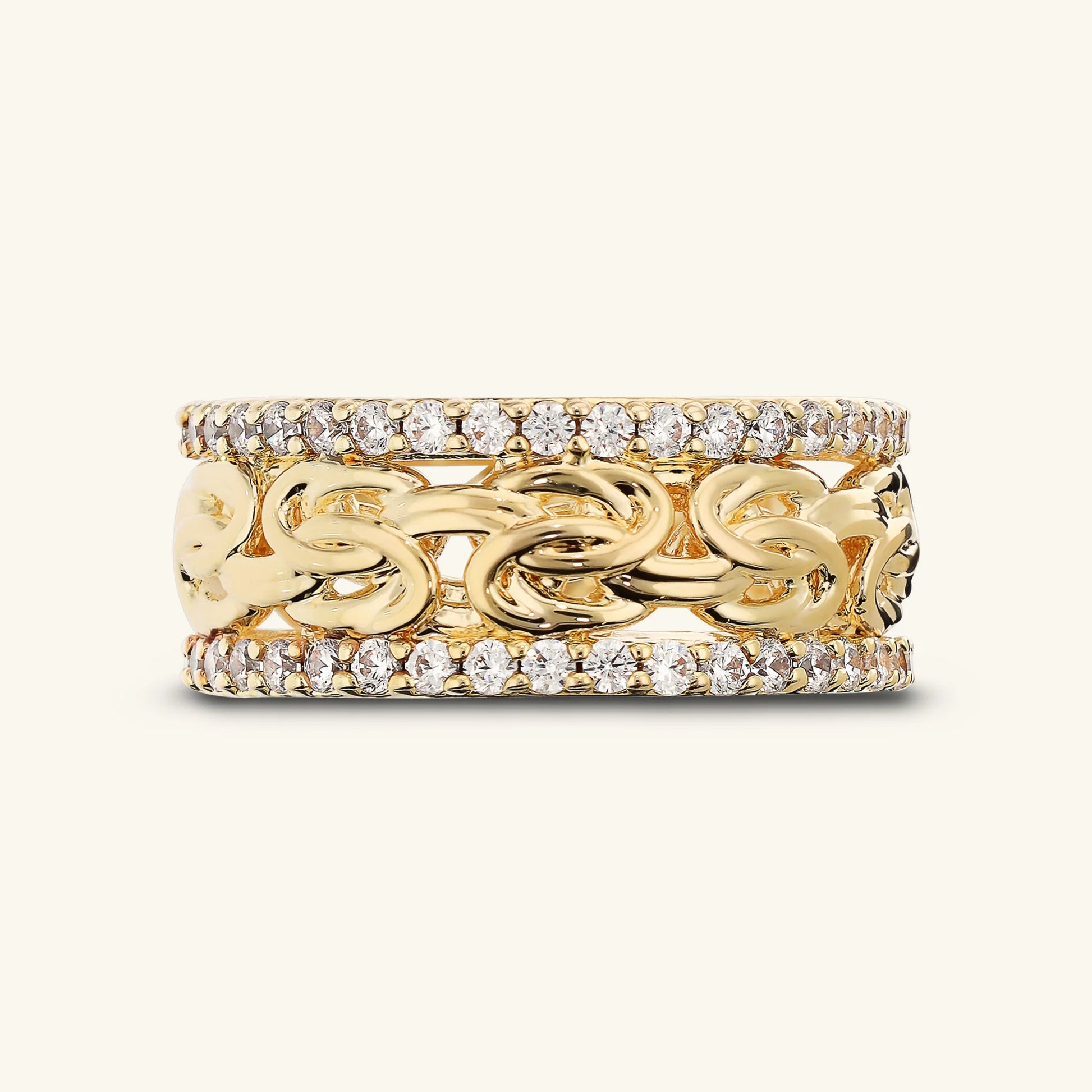 Byzantine Chain Ring with CZ Pavé