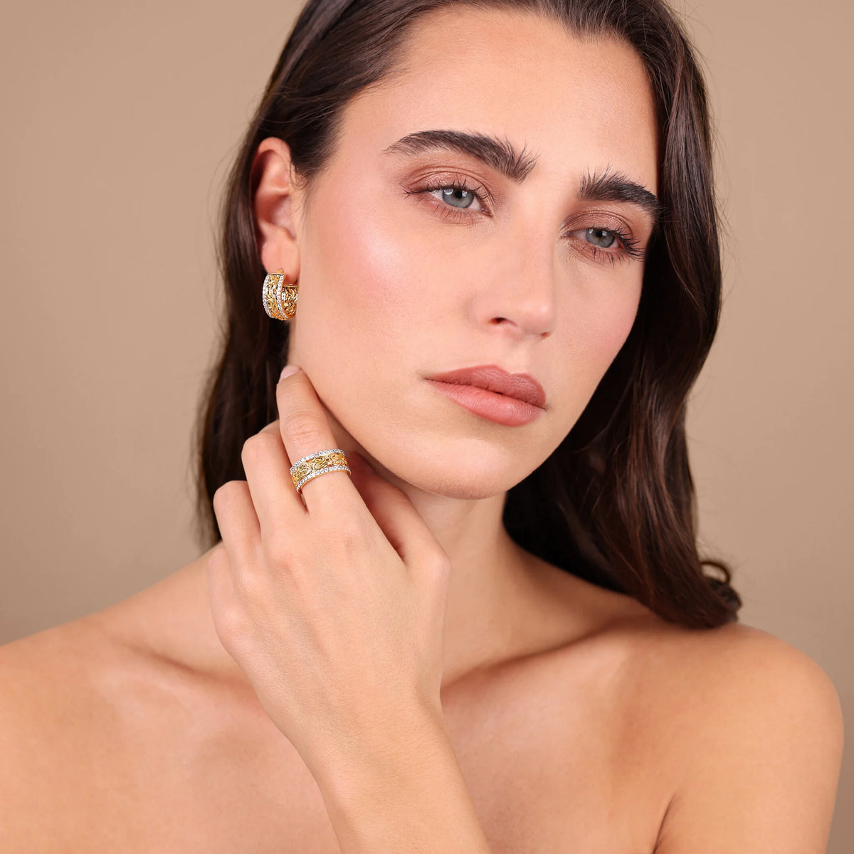 Byzantine Chain Ring with CZ Pavé