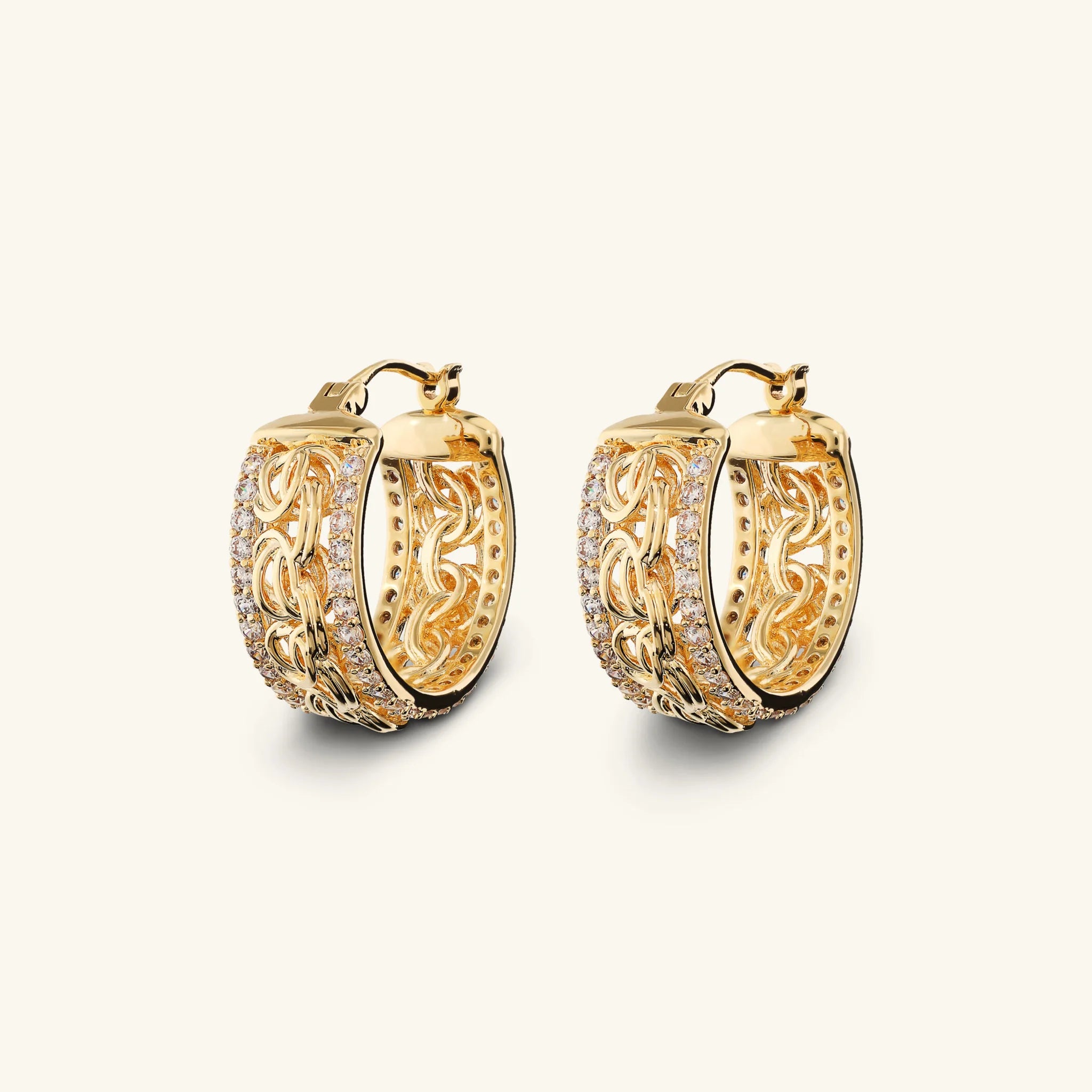 Creolen mit byzantinischer Kette und Pavé aus Zirkonia