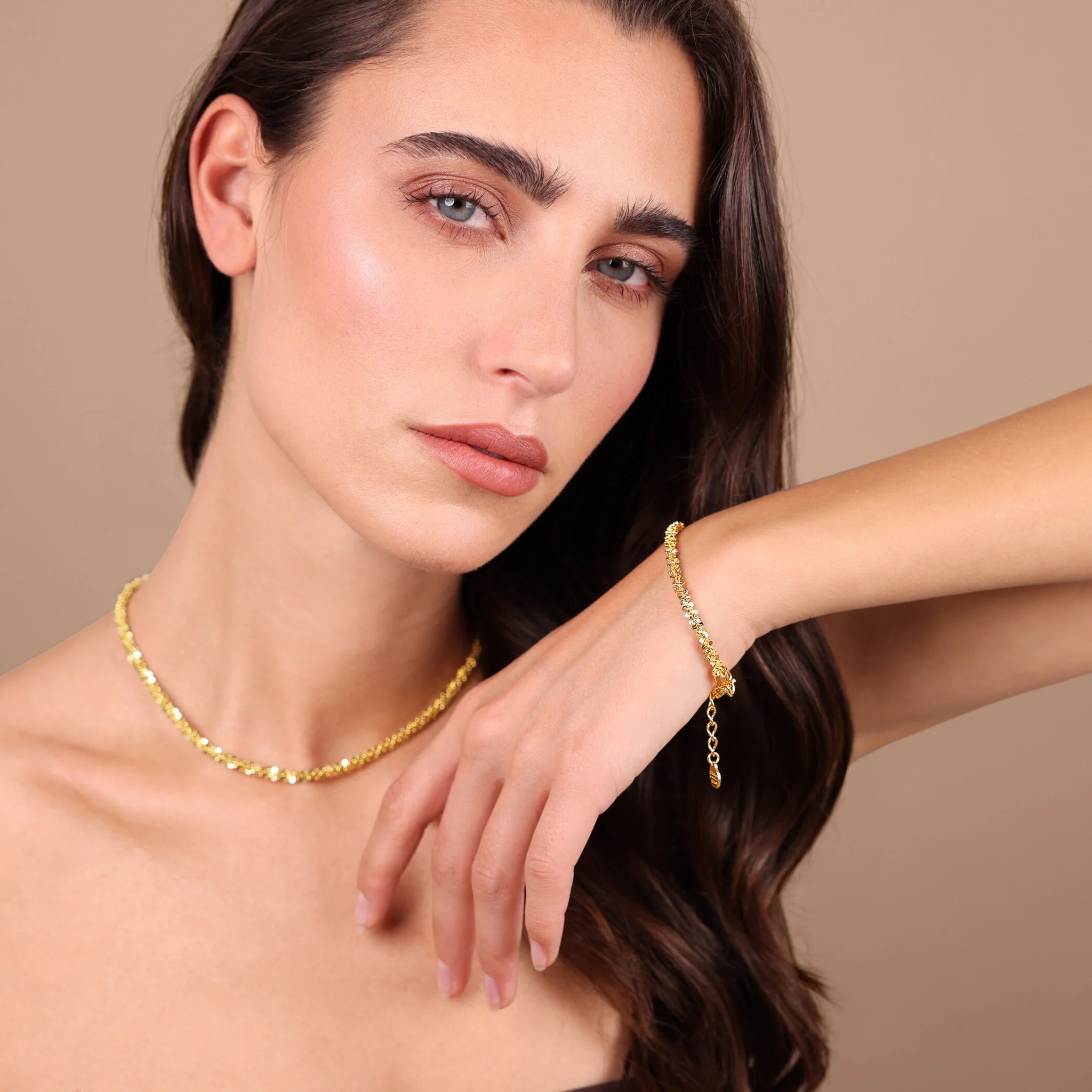 Bracelet chaîne marguerite diamantée  