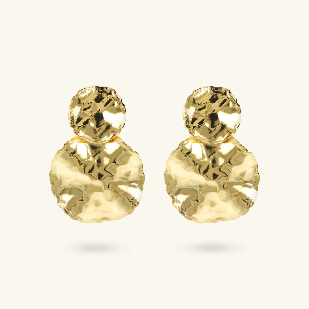 Hammered Double Graduated Disc Drop Earrings