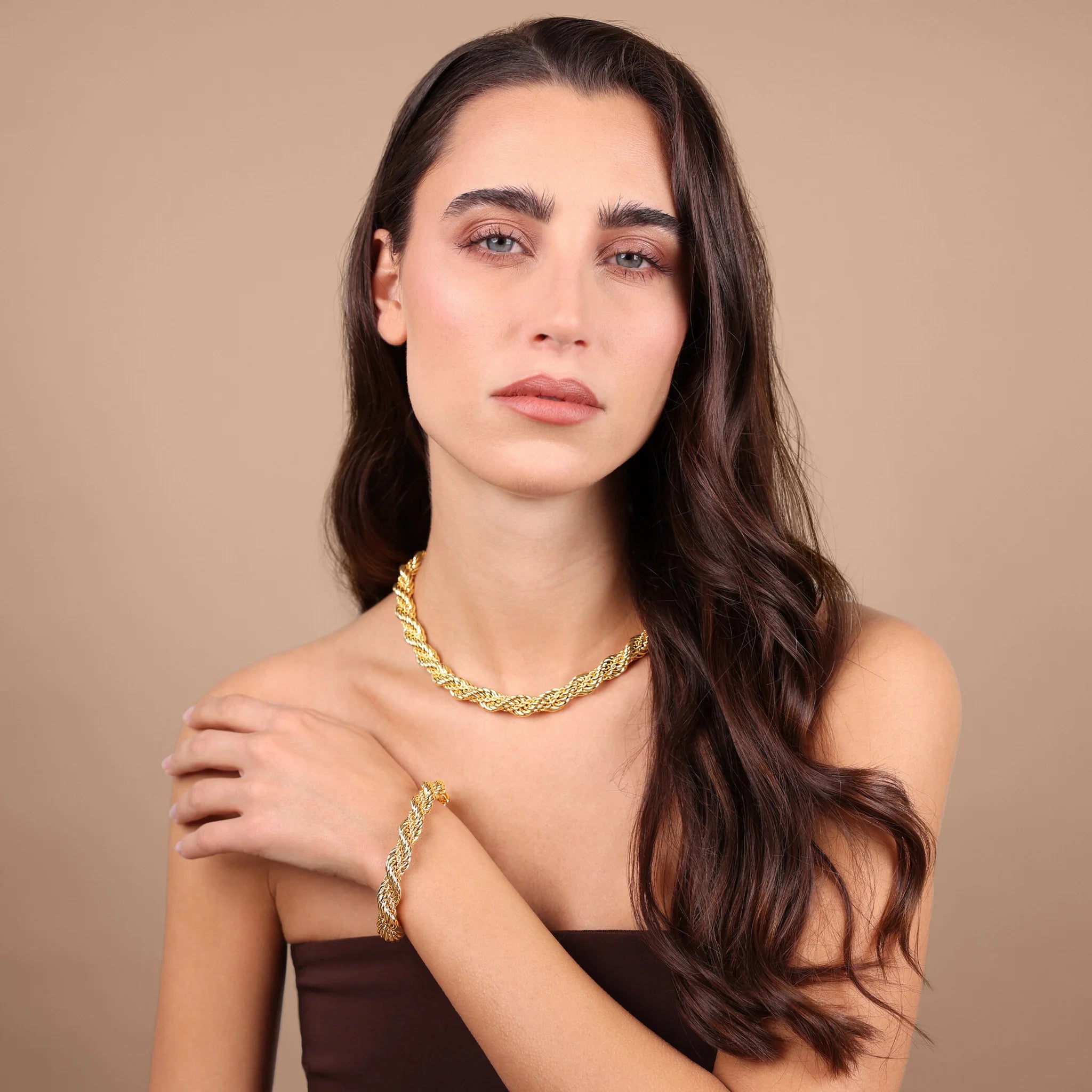 Collana Girocollo Doppia Catena Corda