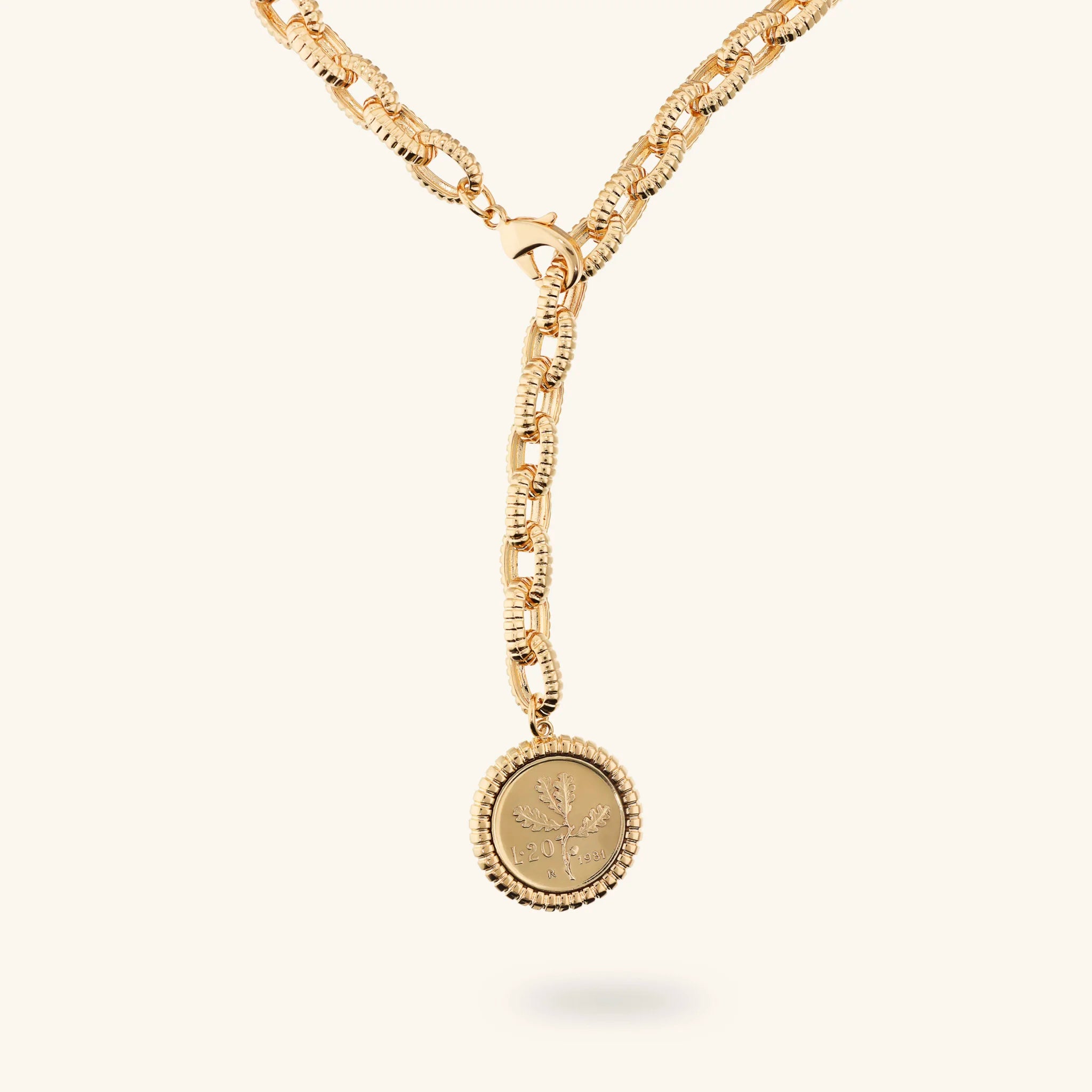 Collana con ciondolo moneta punk bohémien Stile autunnale