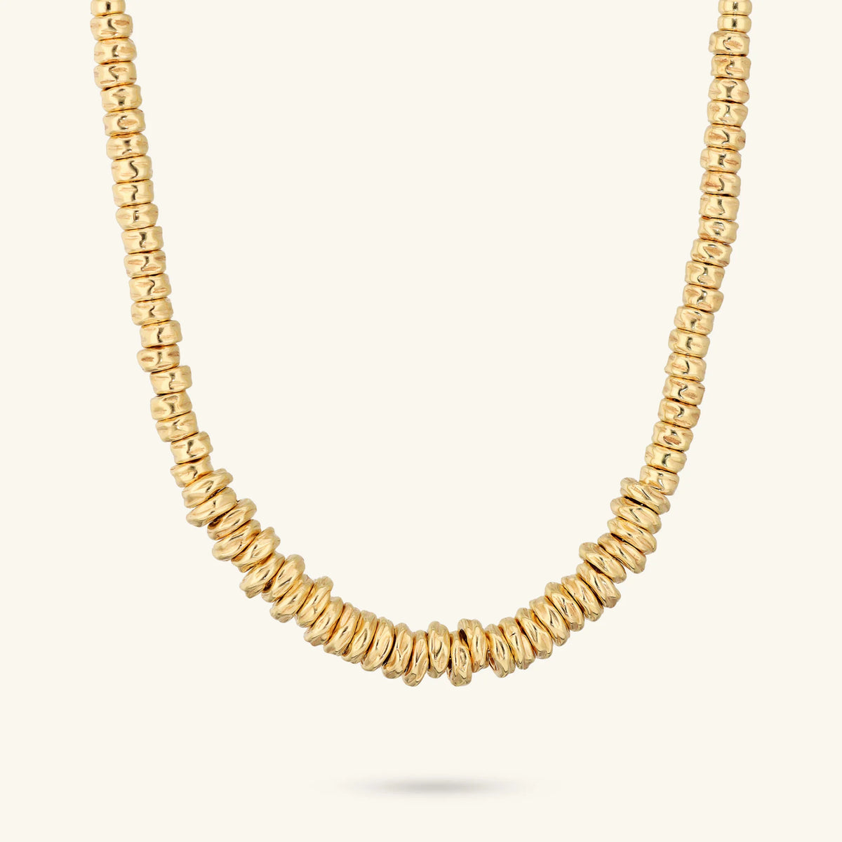 Choker Necklace with Hammered Rondelles and Shiny Spheres