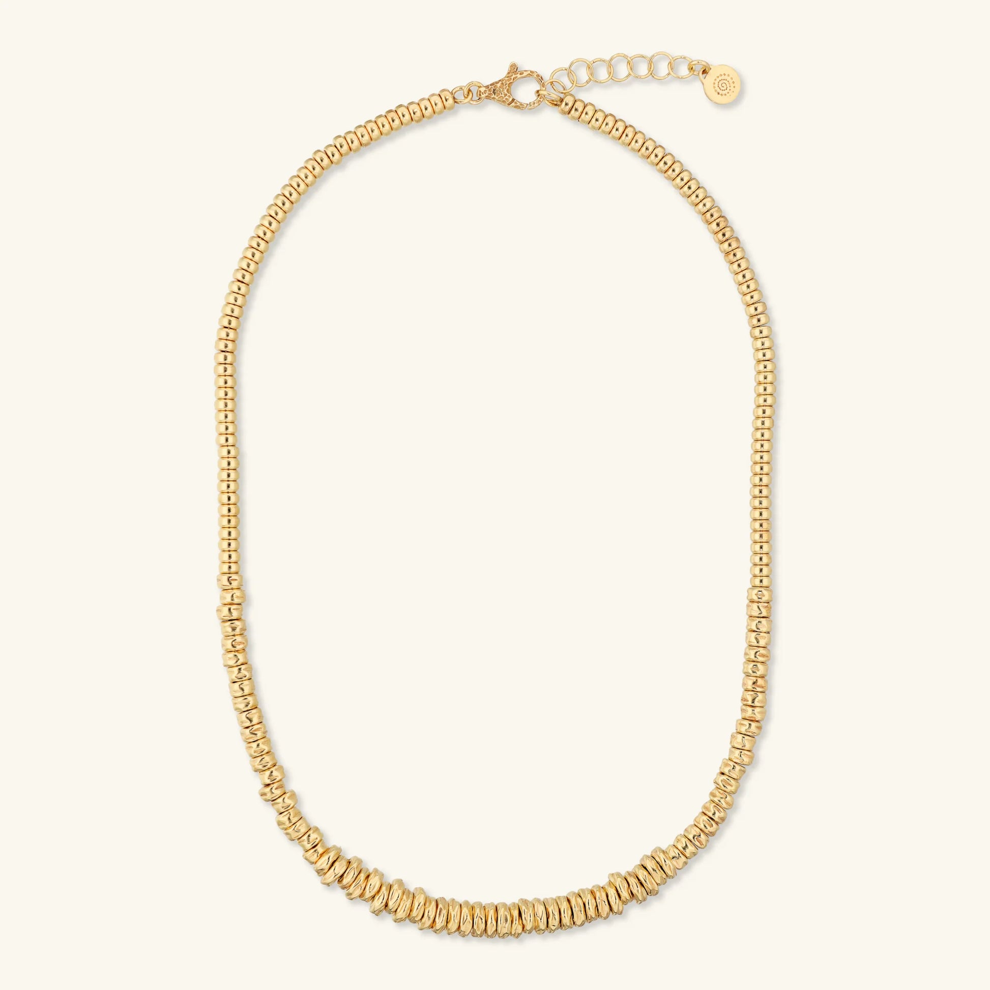 Collana Girocollo con Rondelle Martellate e Sfere Lucide