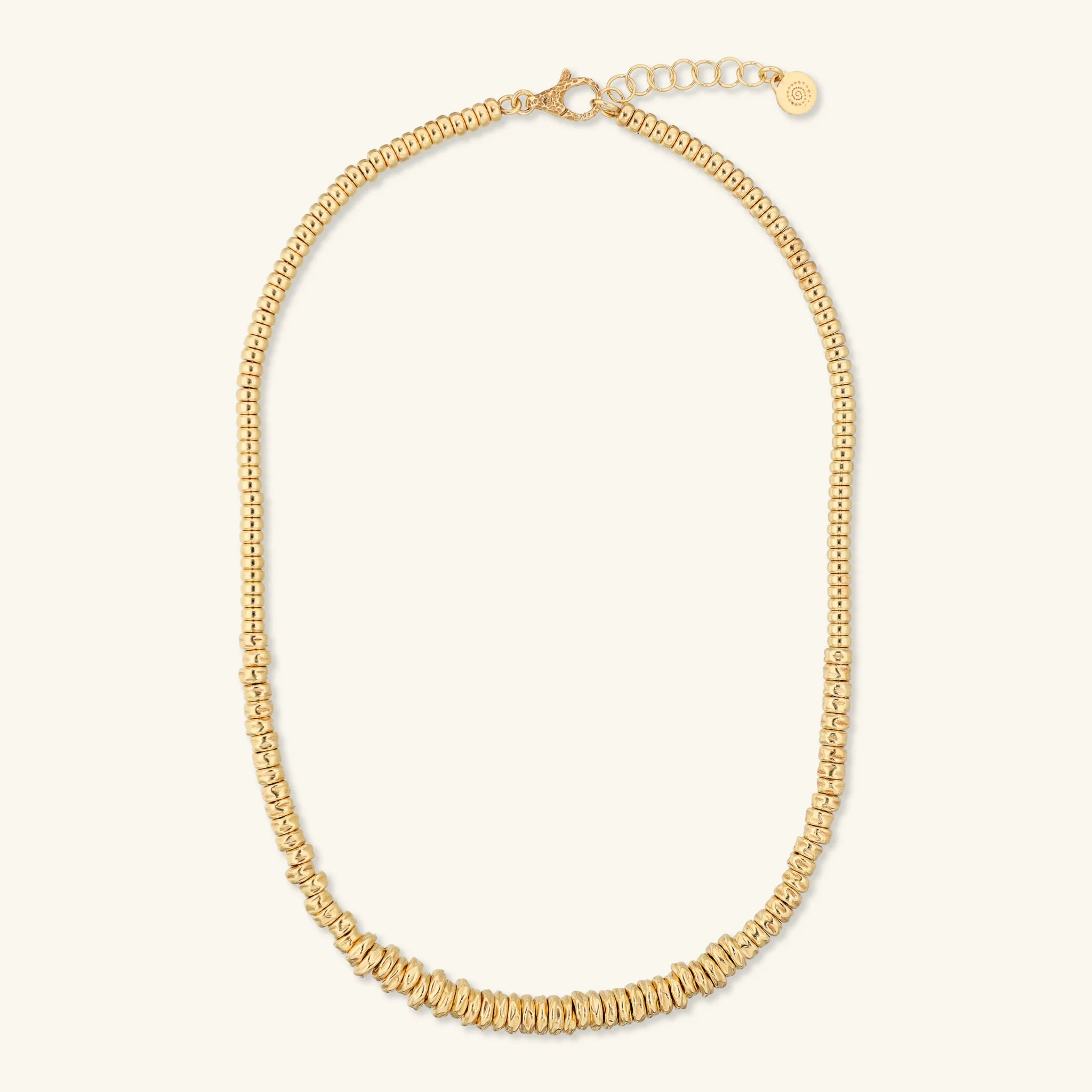 Collana Girocollo con Rondelle Martellate e Sfere Lucide