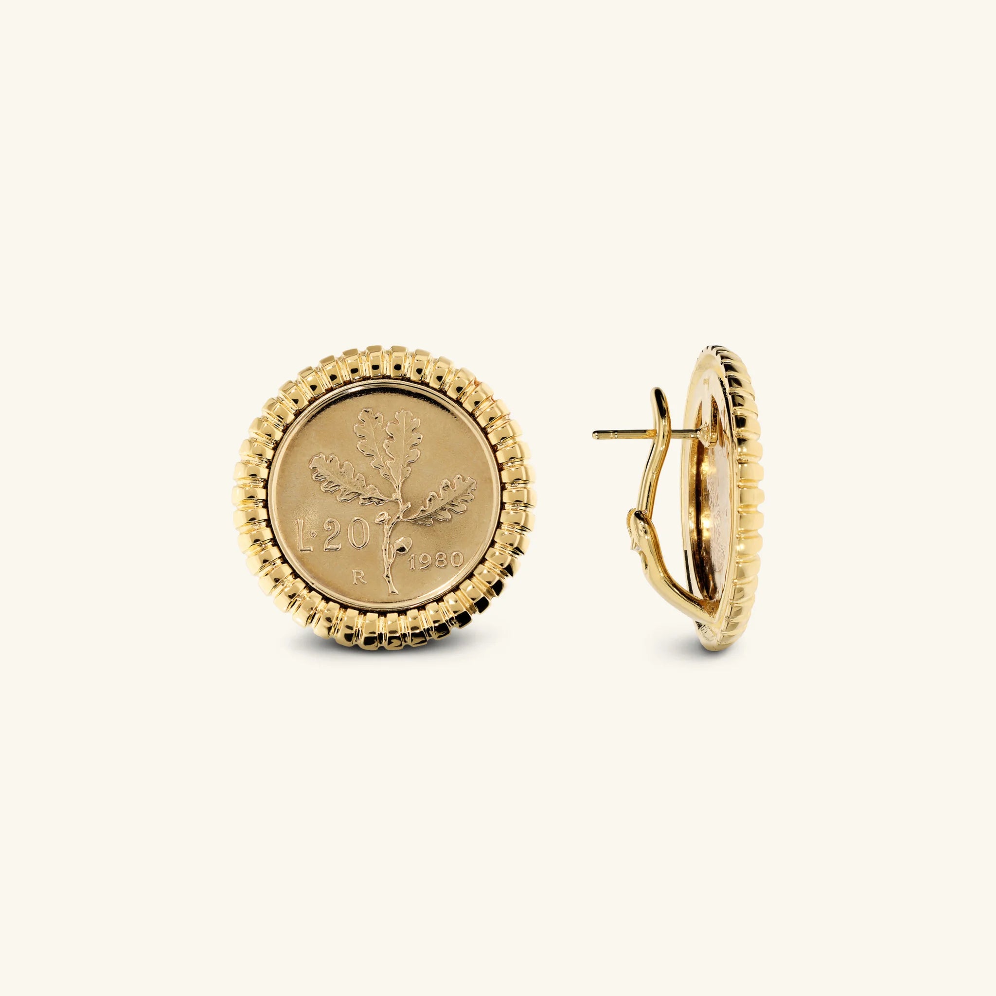 20 Lire Coin Stud Earrings