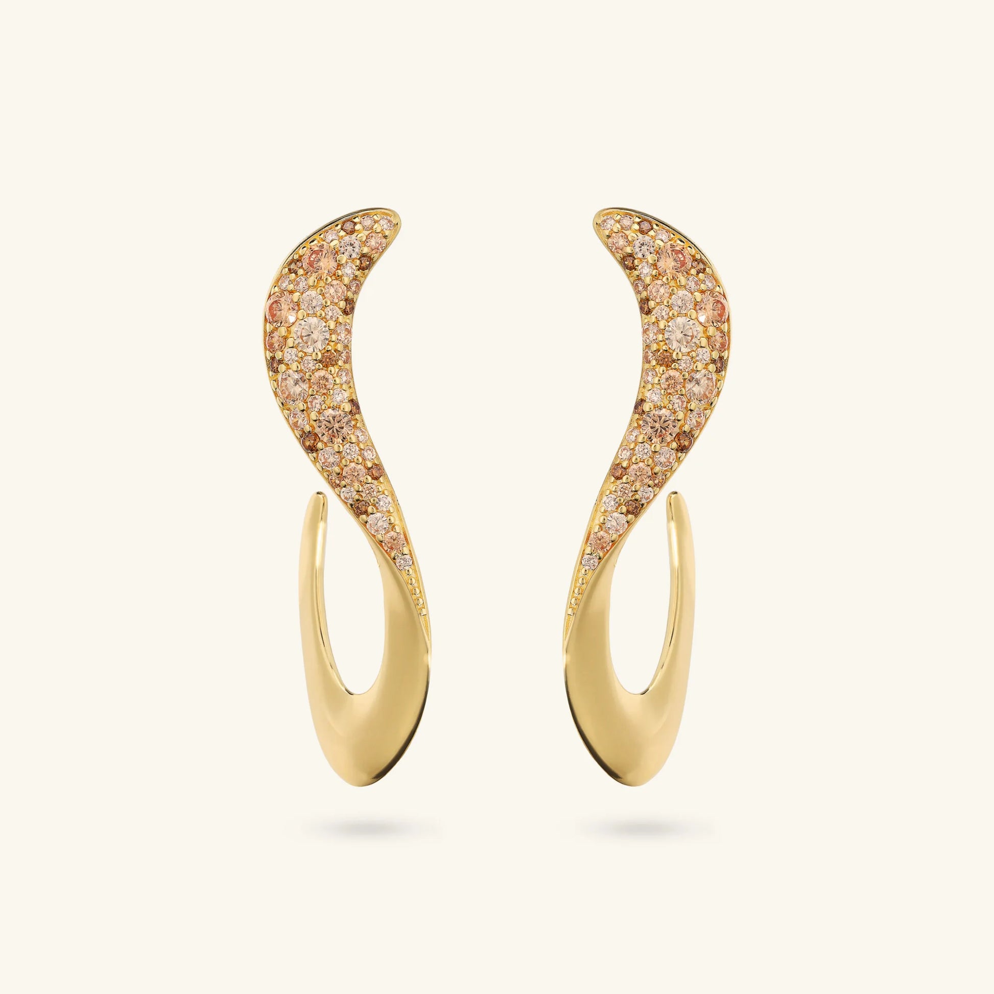 Wave Drop Earrings with Cubic Zirconia Pavé