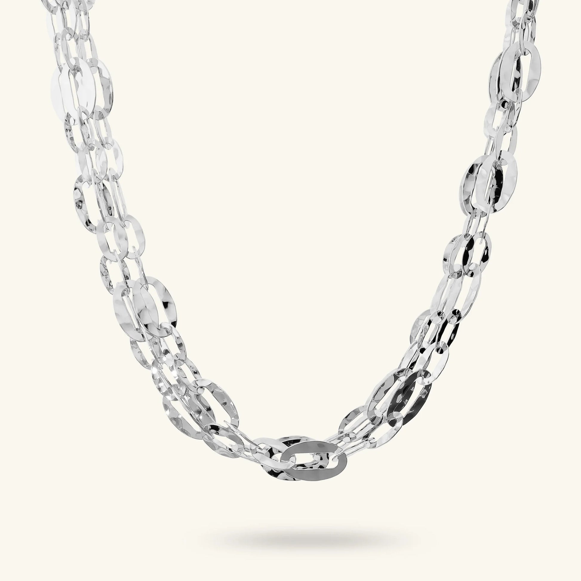 Collana Multifilo Catena Ovale Martellata
