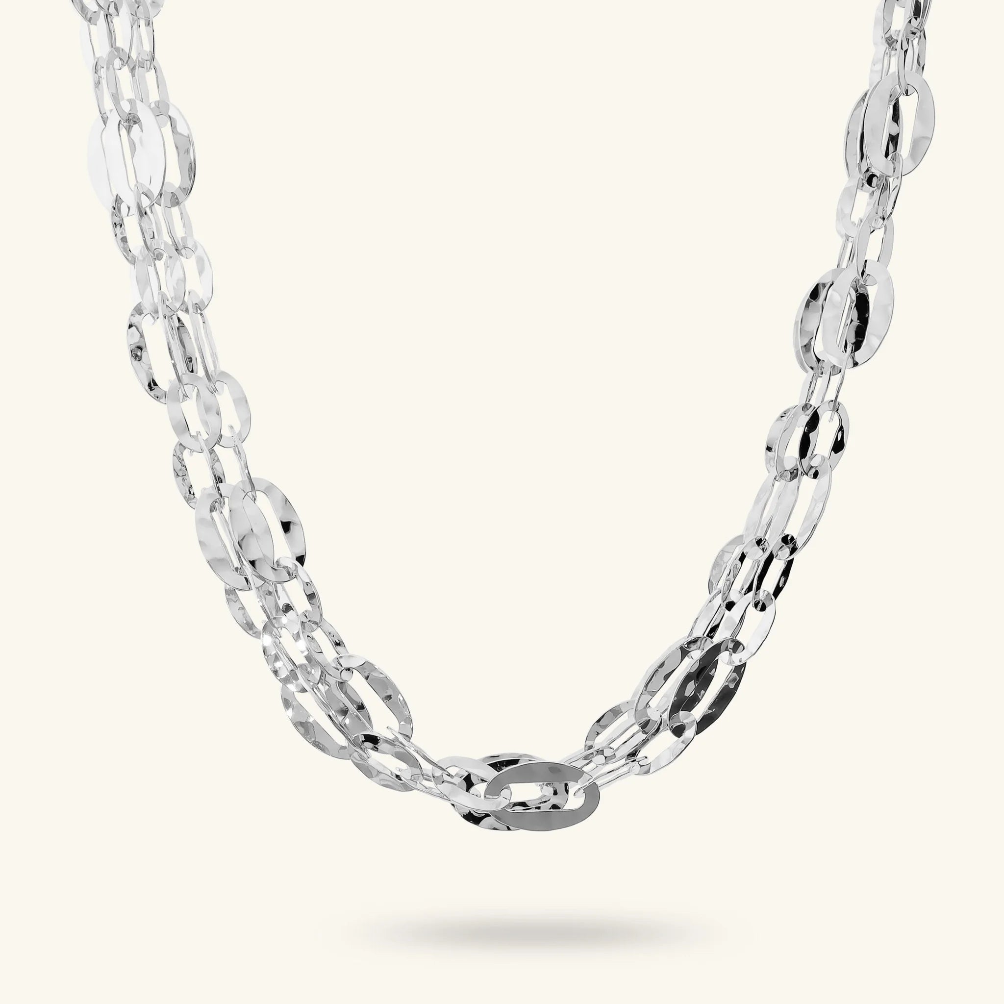 Collana Multifilo Catena Ovale Martellata