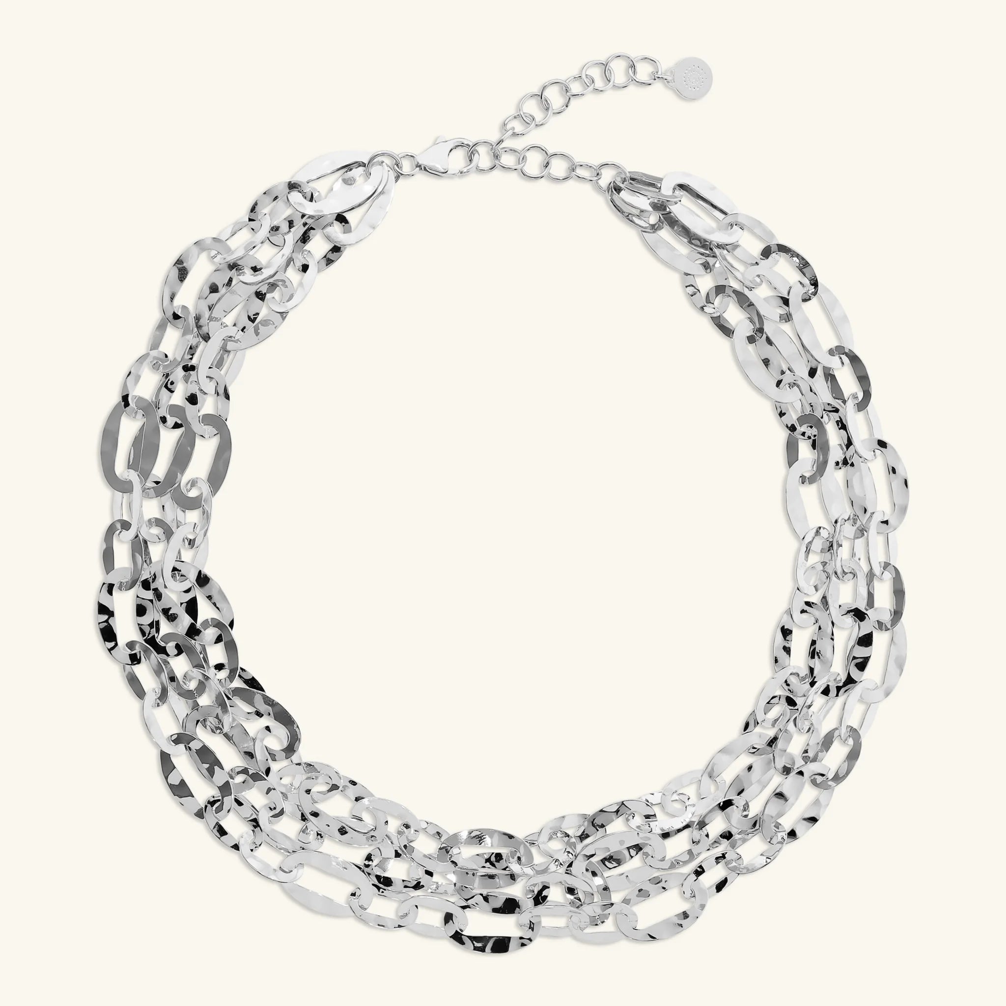 Collana Multifilo Catena Ovale Martellata
