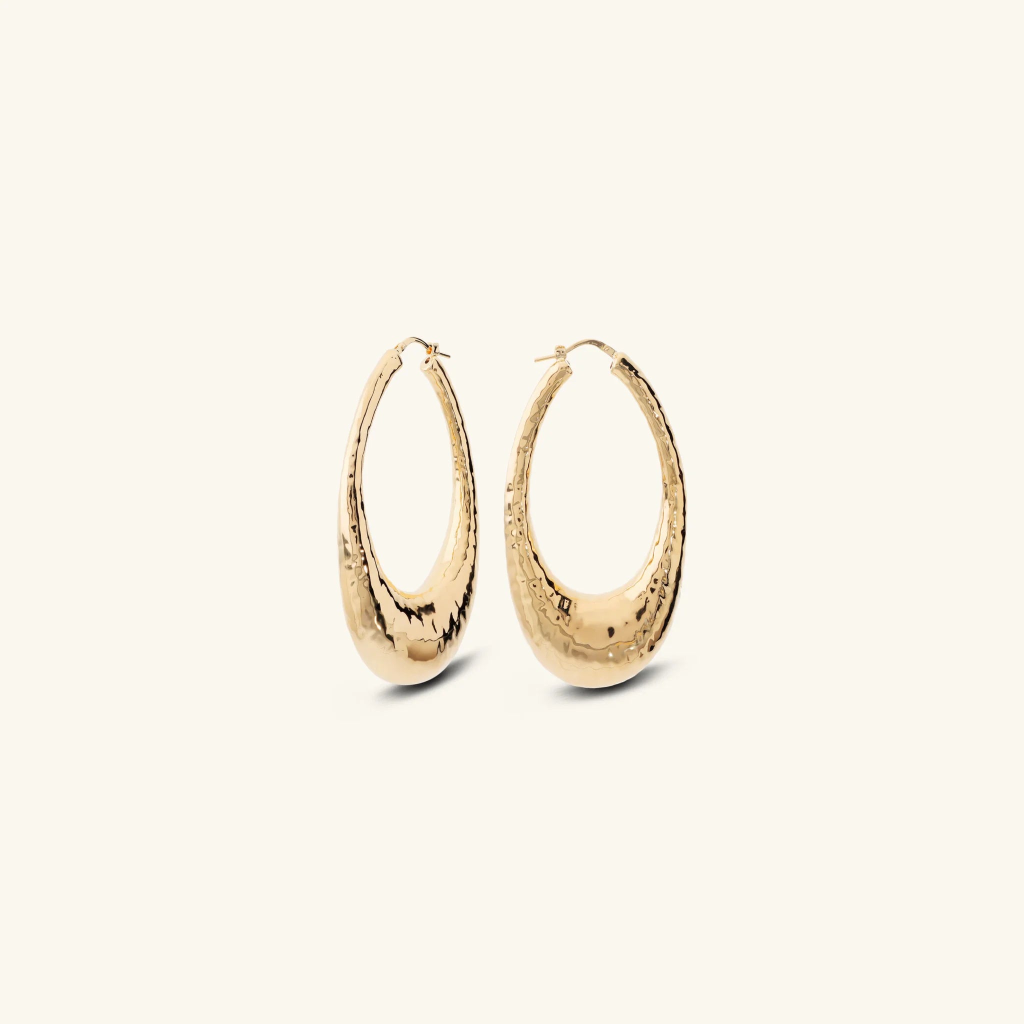 Graduated Hammered Oval Earrings