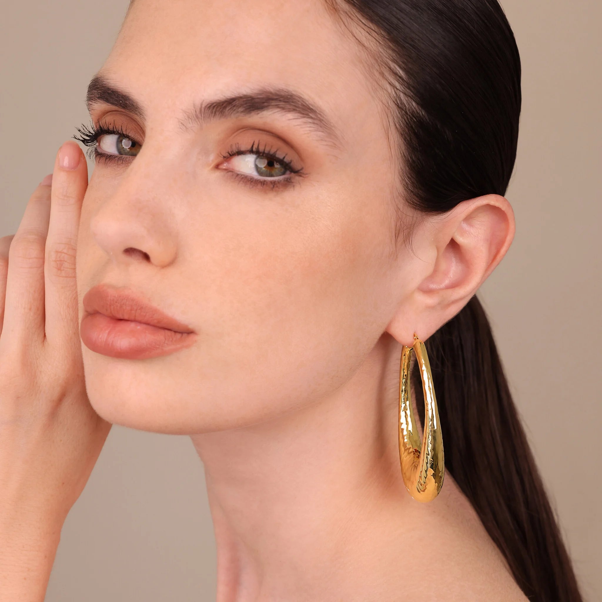 Graduated Hammered Oval Earrings