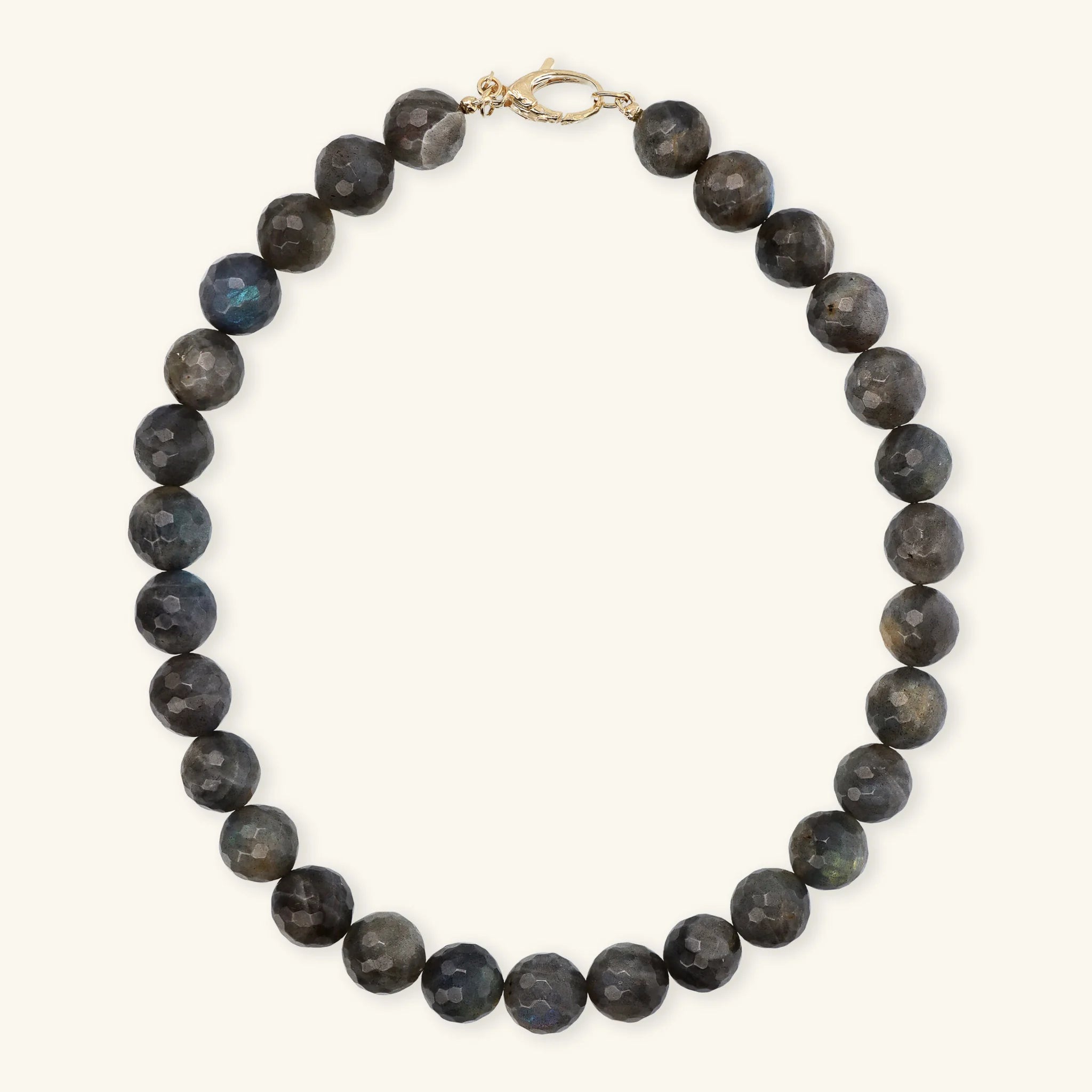 Collana Girocollo con Labradorite Sfaccettata in Argento 925 Placcato Oro Giallo 18kt