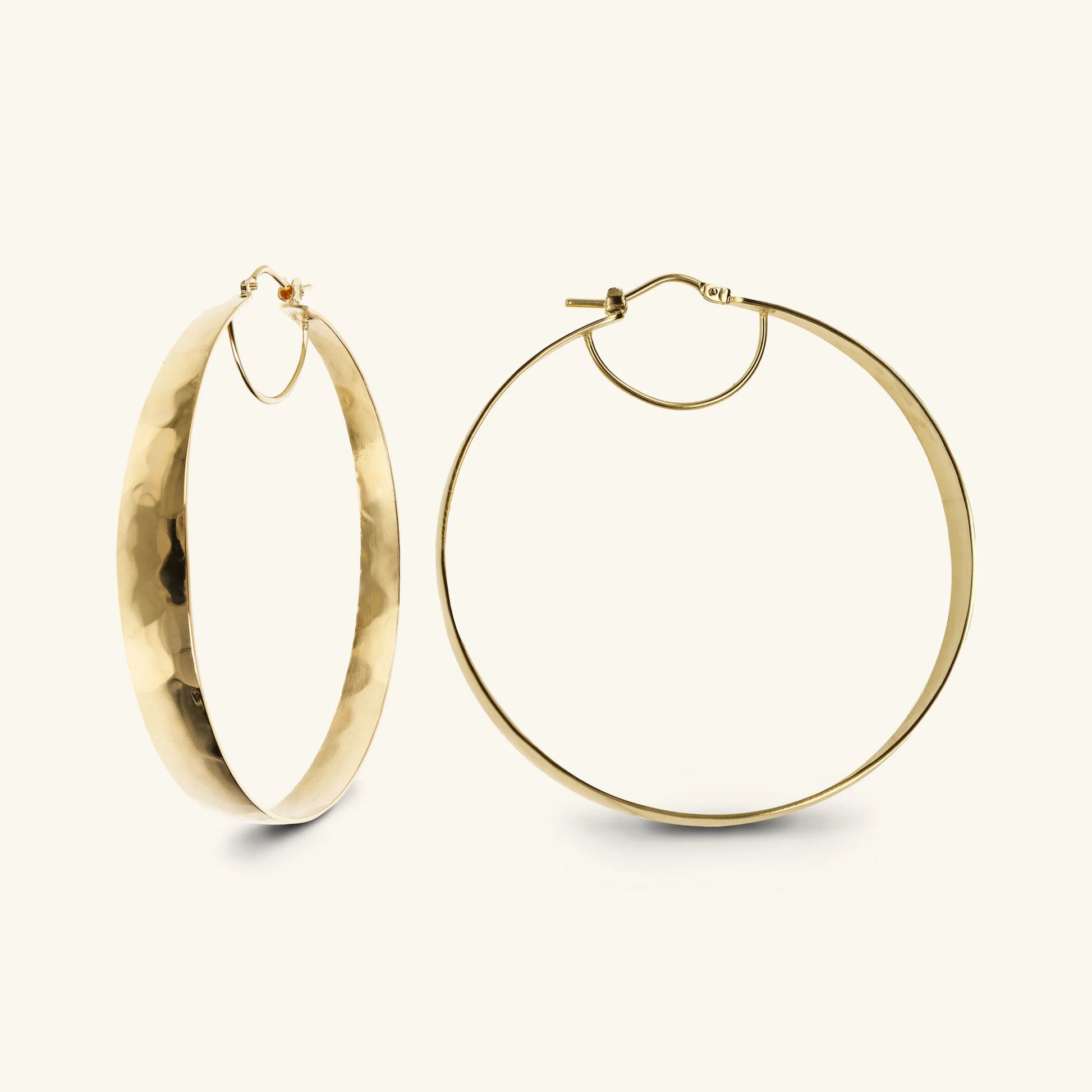 Large Hammered Graduated Hoop Earrings Diameter 5cm