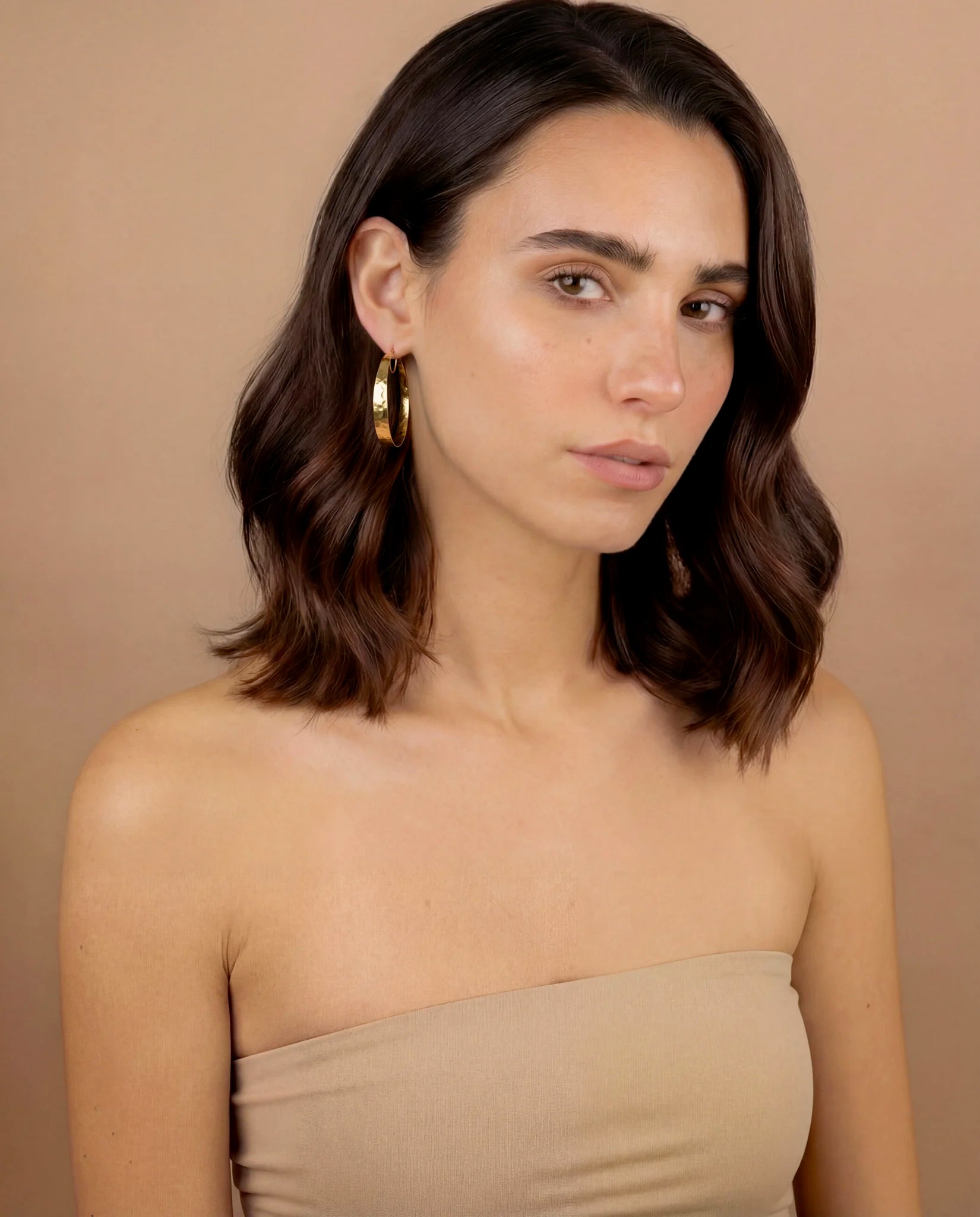 Large Hammered Graduated Hoop Earrings Diameter 5cm