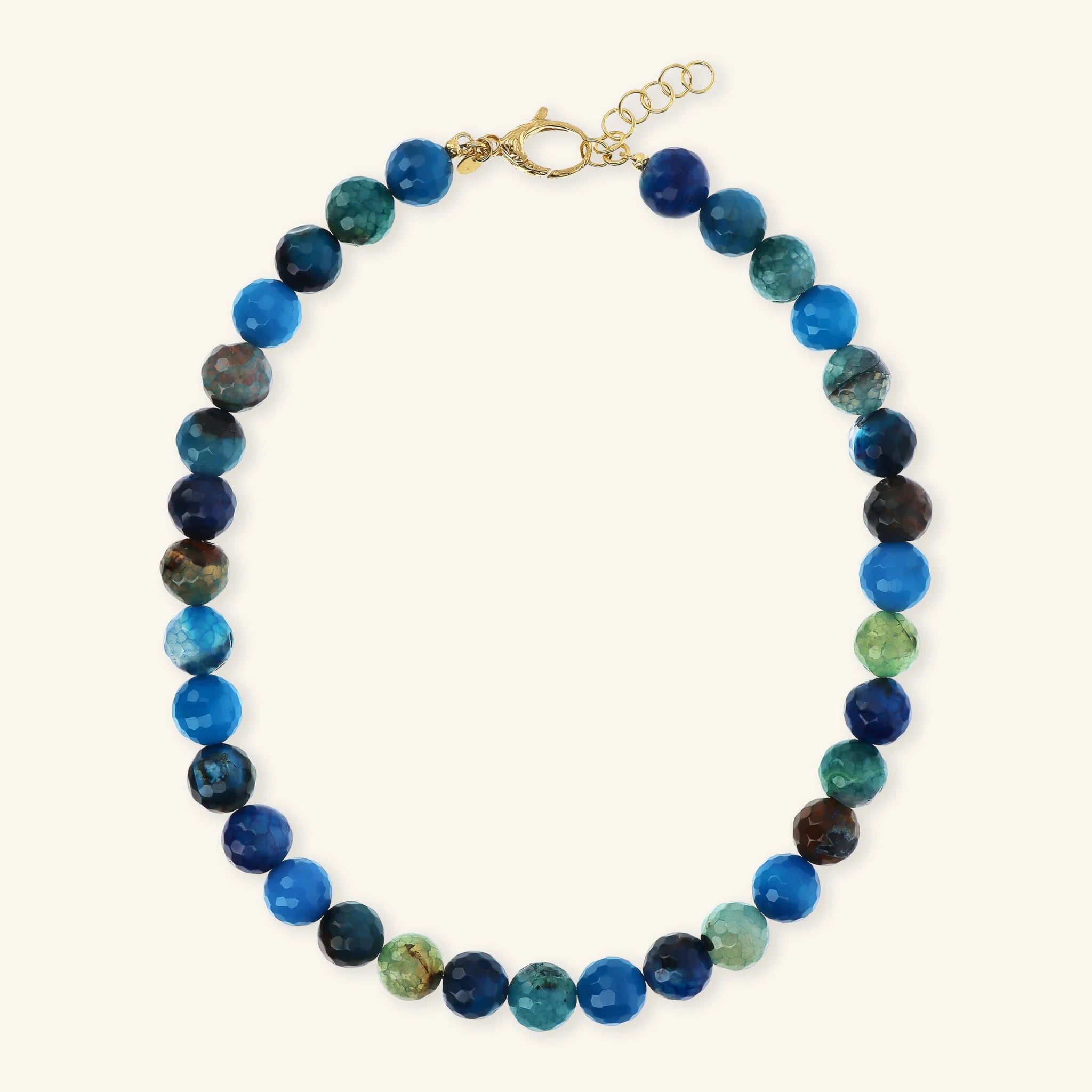 Collana Girocollo in Argento 925 placcato Oro Giallo 18Kt con Pietra Naturale Agata Sfaccettata