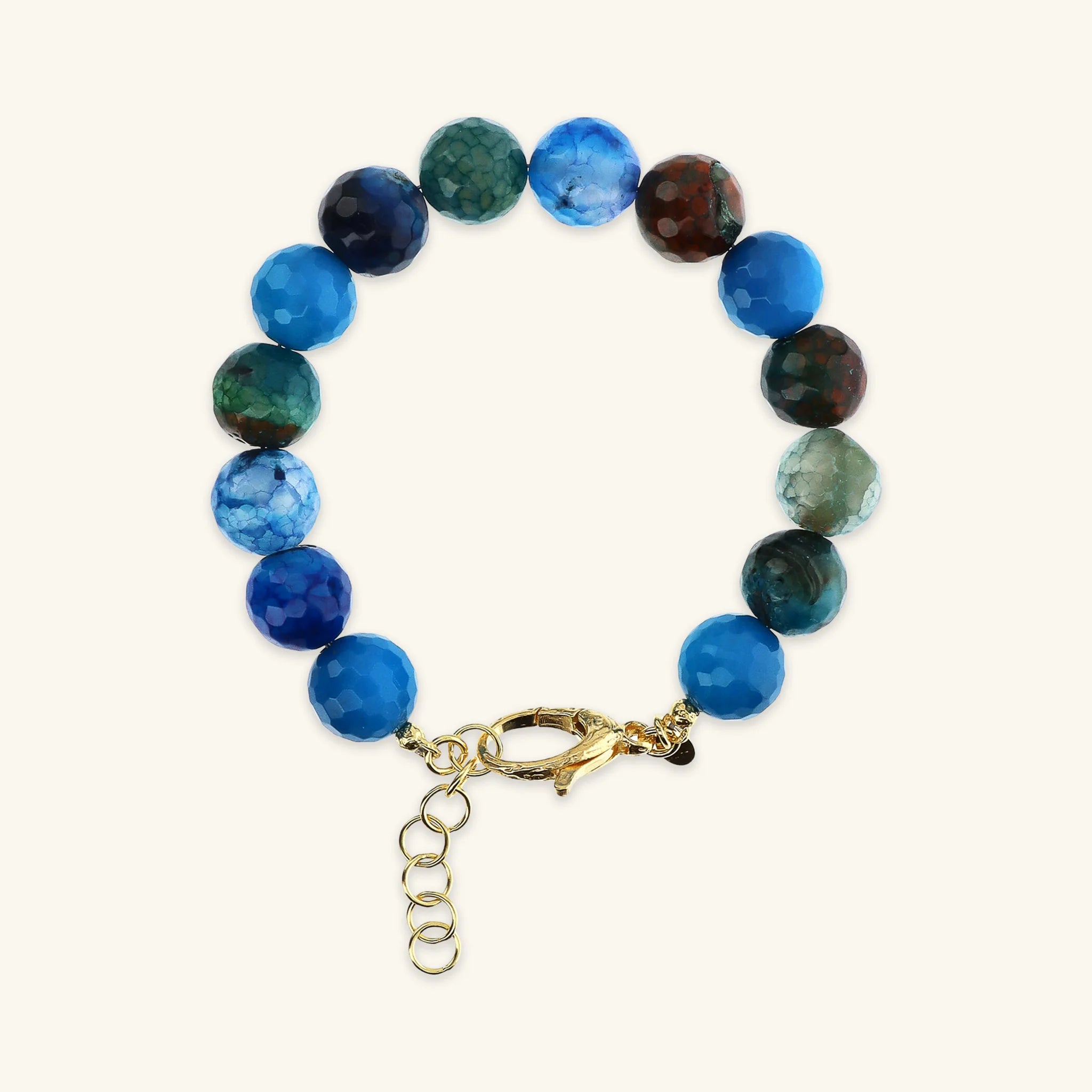 Bracciale in Argento 925 placcato Oro Giallo 18Kt con Pietra Naturale Agata Sfaccettata