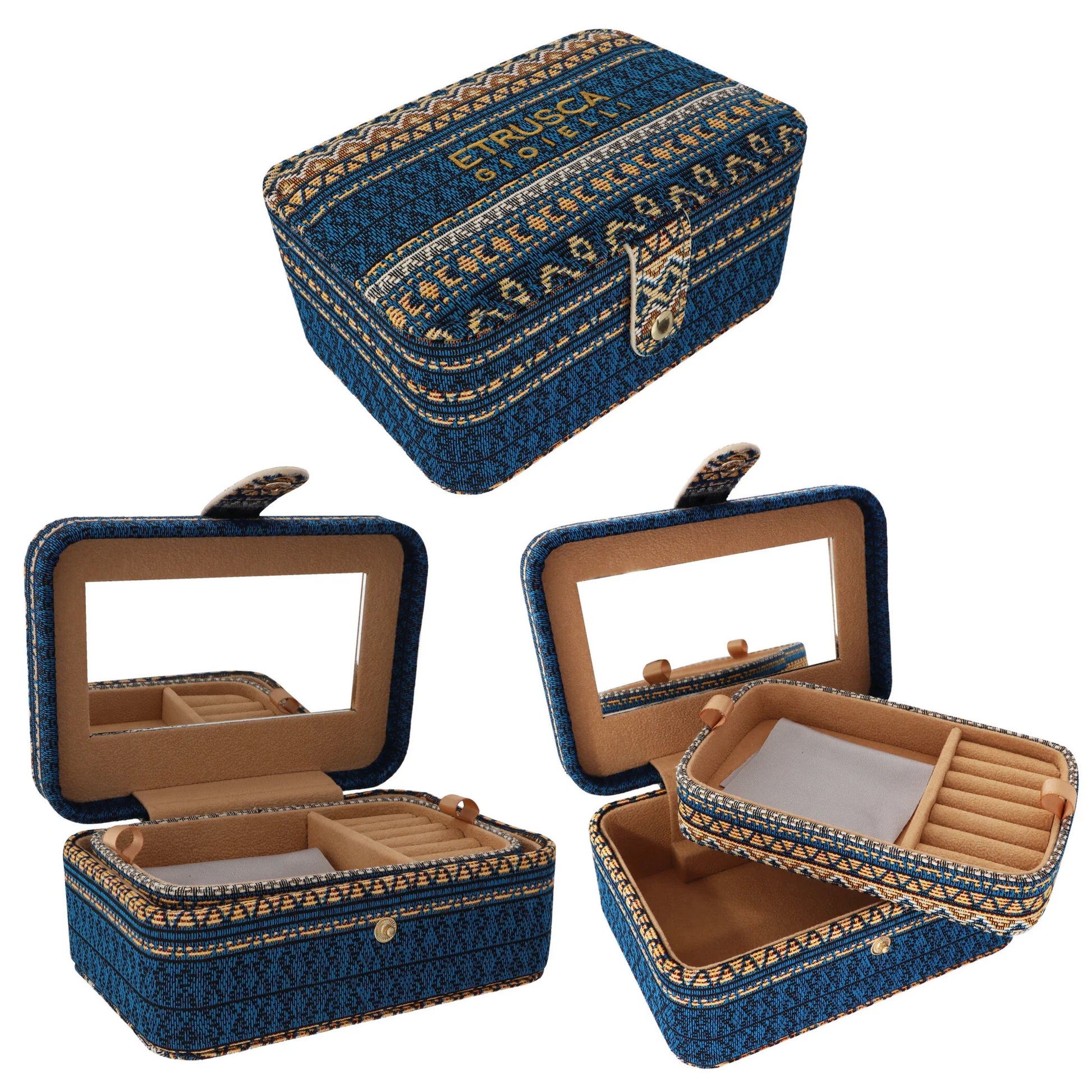 Etruscan Jewelry Jewelry Box - Maiolica Patterned Fabric - 165x105x70